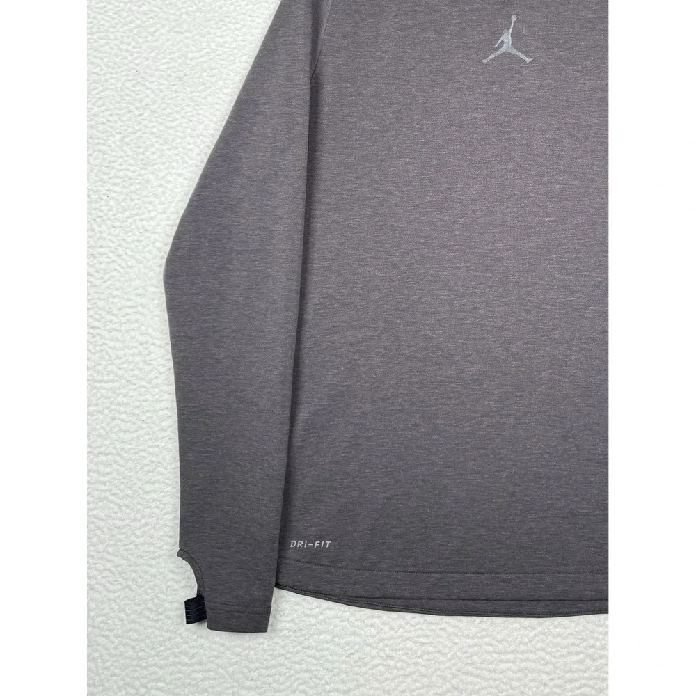 JORDAN Dri Fit Longsleeve Hooded Pullover Performance - Men's Large - Dark Gray